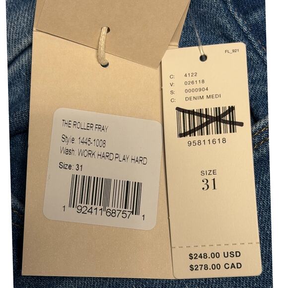 Mother Denim The Roller Fray – Work Hard Play Hard – Size 31 – NWT – Retail $258 - Picture 5 of 6